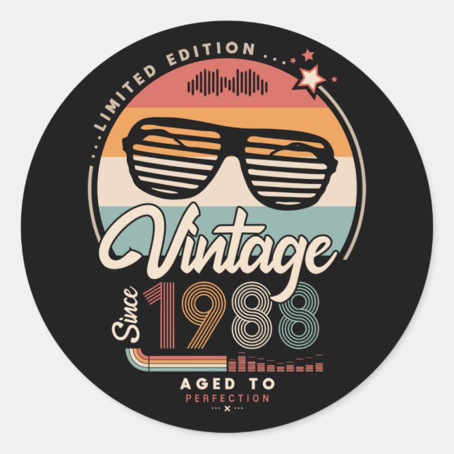 Vintage since 1988 classic round sticker (Front)