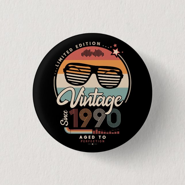 Vintage since 1990 button (Front)