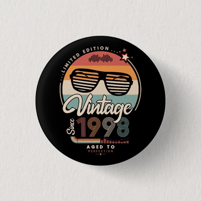Vintage since 1998 button (Front)