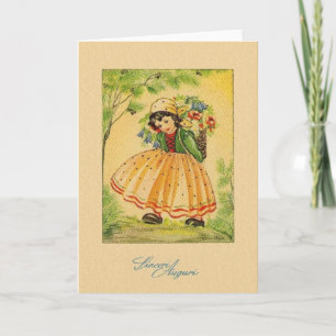 Vintage Sinceri Auguri Italian Birthday Card