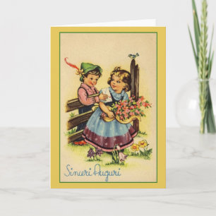 Vintage Sinceri Auguri Italian Birthday Card