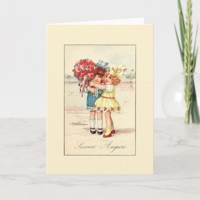 Vintage Sinceri Auguri Italian Birthday Card (Front)