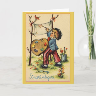Vintage Sinceri Auguri Italian Birthday Card