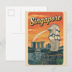 Vintage Singapore The Merlion mascot gifts Postcard