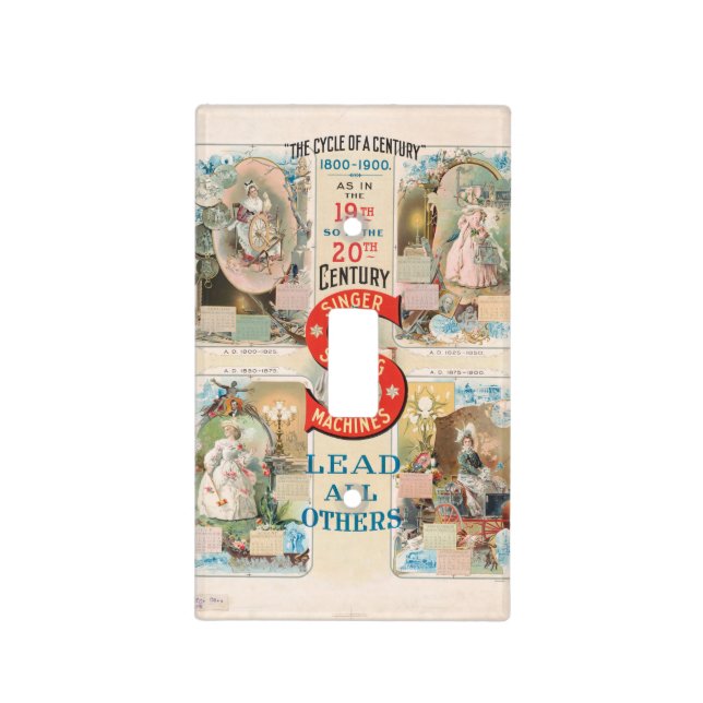 Vintage Singer Sewing Machine Ad Light Switch Cover (Front)