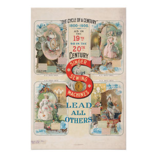Vintage Singer Sewing Machine Ad Poster