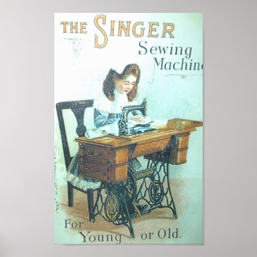 Vintage Singer Sewing Machine Poster | Zazzle