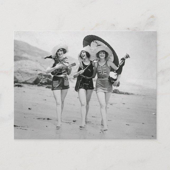 Vintage Singing Beach Besties Postcard (Front)