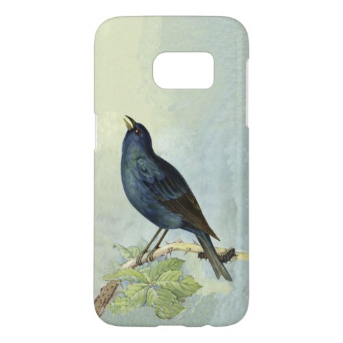 Vintage Singing Black Bird on Branch Painting Samsung Galaxy S7 Case