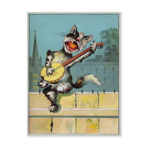 Vintage Singing Cat Postcard