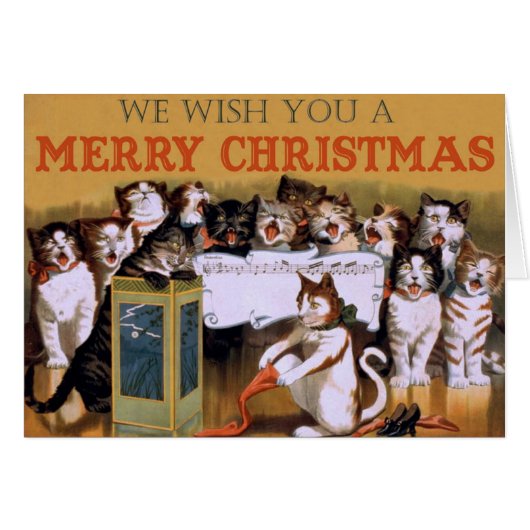 Vintage Singing Cats Christmas Greeting (Front Horizontal)