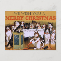 Vintage Singing Cats Christmas Greeting Holiday Postcard