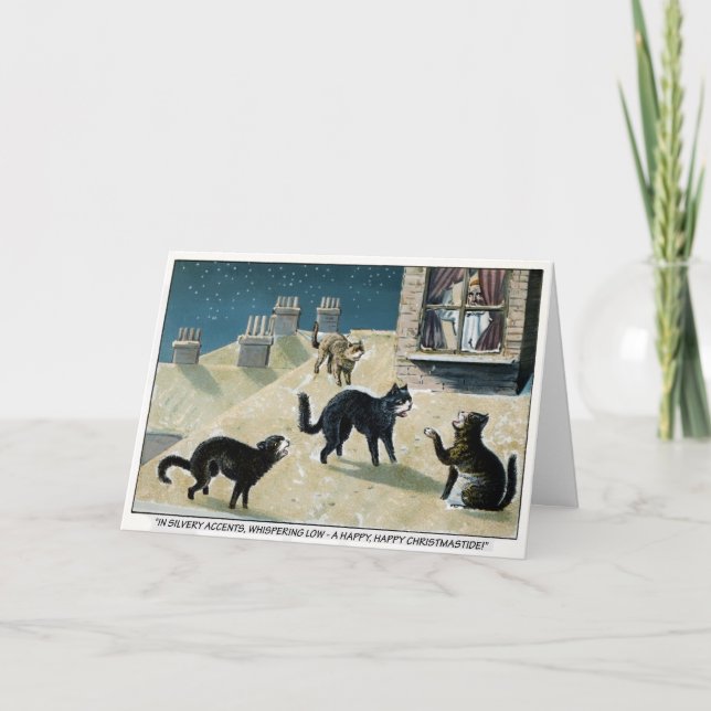 Vintage Singing Cats Christmas Holiday Card (Front)