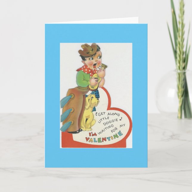 Vintage Singing Cowboy Valentine Holiday Card (Front)