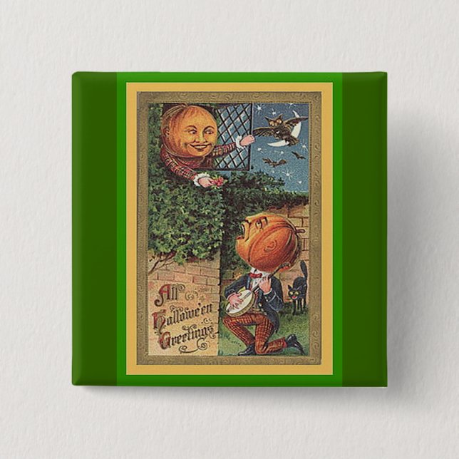 Vintage Singing Pumpkin Man Button (Front)