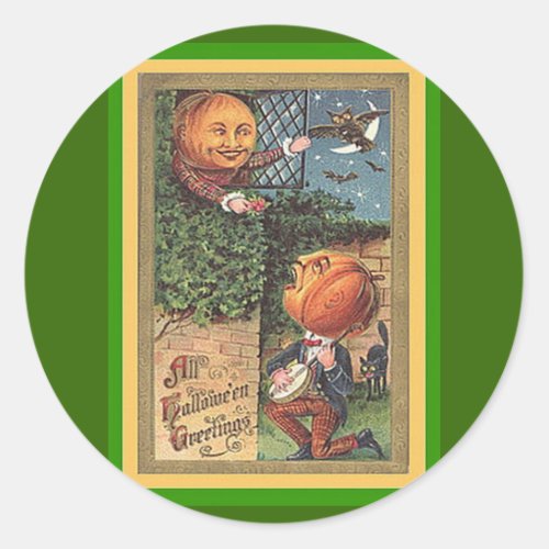 Vintage Singing Pumpkin Man Classic Round Sticker