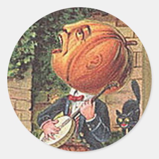 Vintage Singing Pumpkin Man Classic Round Sticker