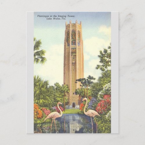 Vintage Singing Tower Lake Wales Florida Postcard