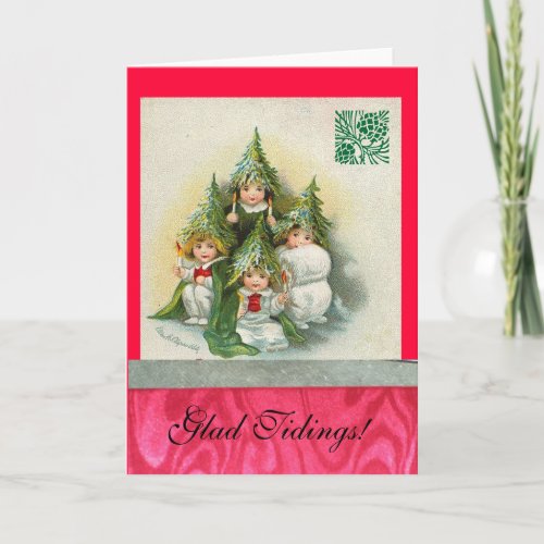 Vintage Singing Tree Choir Holiday Card