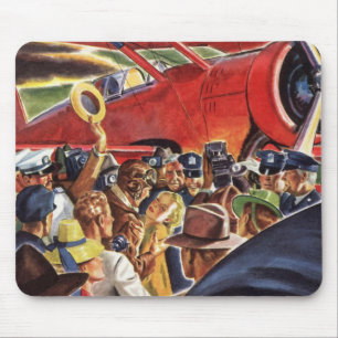 Vintage Single Prop Airplane Pilot with Paparazzi Mouse Pad