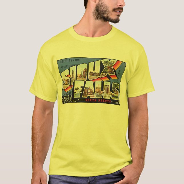 Vintage Sioux Falls, SD Postcard T-Shirt (Front)