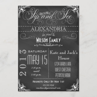 Vintage Sip and See Invitation