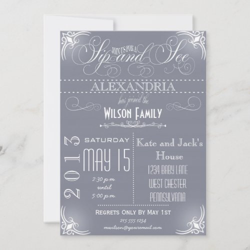 Vintage Sip and See Invitation