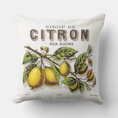 Vintage Sirop de Citron Ad Throw Pillow