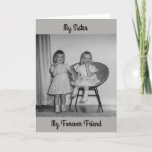 Vintage Sister Birthday Card<br><div class="desc">This fully customizable card is perfect for sisters of any age. Original vintage photo from 1961. You can use your own photo or text if you choose.</div>