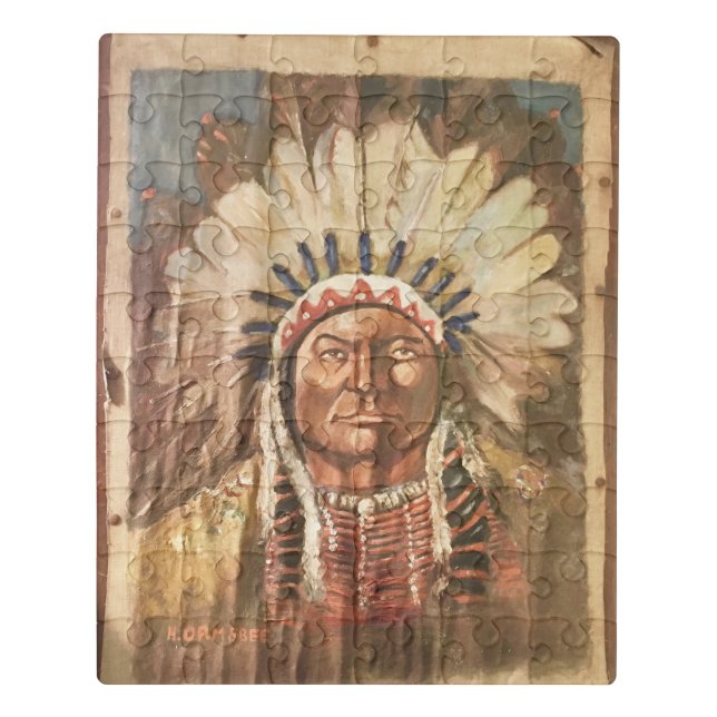 Vintage Sitting Bull Painting Jigsaw Puzzle (Puzzle Vertical)