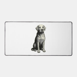 Vintage Sitting Dog Illustration Desk Mat