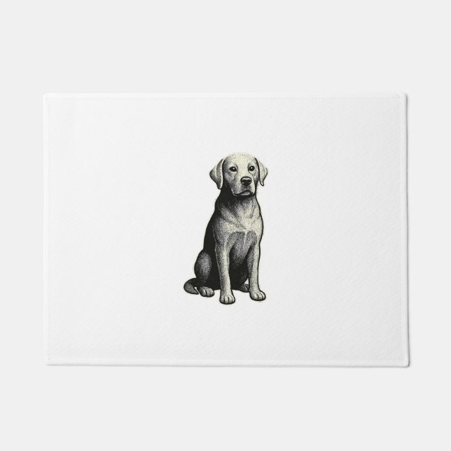 Vintage Sitting Dog Illustration Doormat (Front)