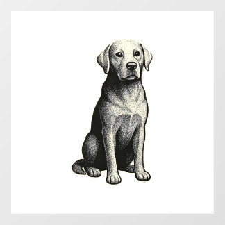 Vintage Sitting Dog Illustration Floor Decals