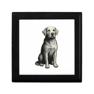 Vintage Sitting Dog Illustration Gift Box