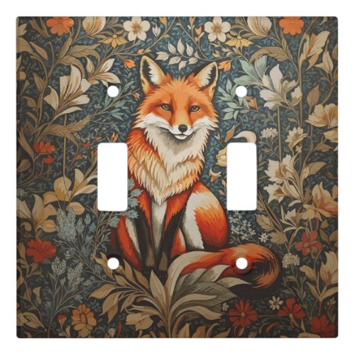 Vintage Sitting Fox William Morris Inspired Floral Light Switch Cover