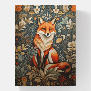 Vintage Sitting Fox William Morris Inspired Floral Paperweight