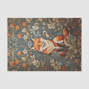 Vintage Sitting Fox William Morris Inspired Floral Tissue Paper