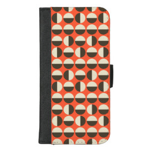 Vintage sixties dot pattern on orange red iPhone 8/7 plus wallet case
