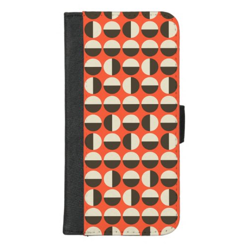 Vintage sixties dot pattern on orange red iPhone 87 plus wallet case