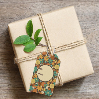 Vintage Sixties Flower Power in Brown Gift Tags