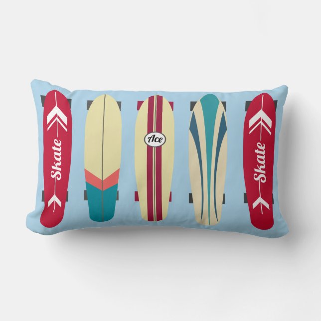 Vintage Skateboard Lumbar Pillow (Front)