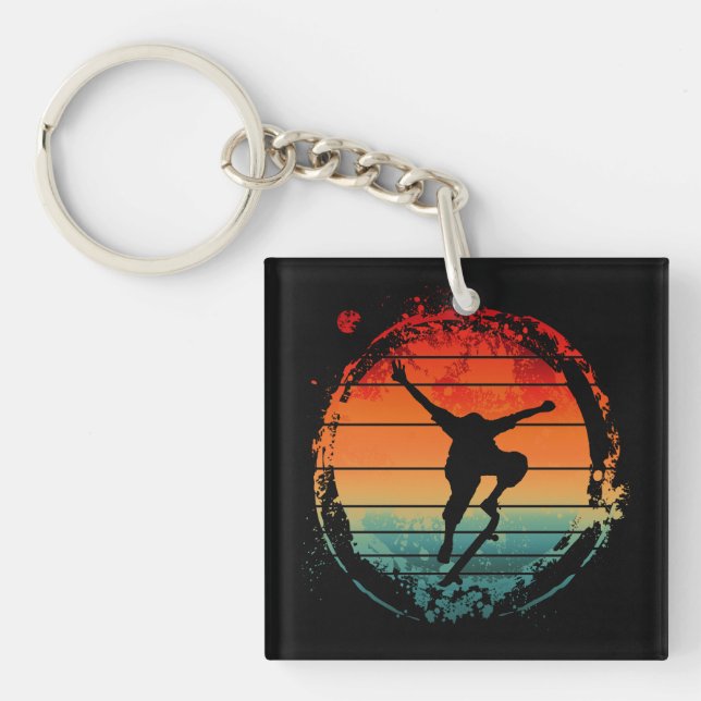 Vintage Skateboarding Skateboard  Keychain (Front)