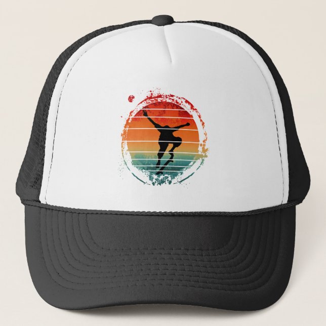 Vintage Skateboarding Skateboard  Trucker Hat (Front)