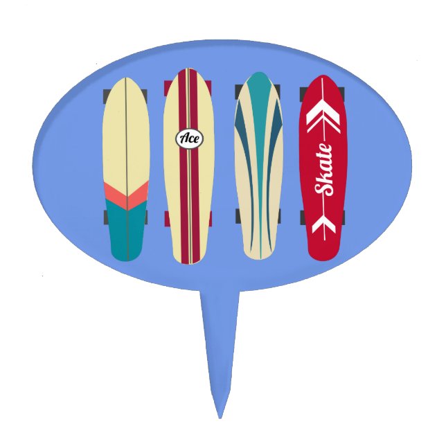 Vintage Skateboards Cake Topper (Front)