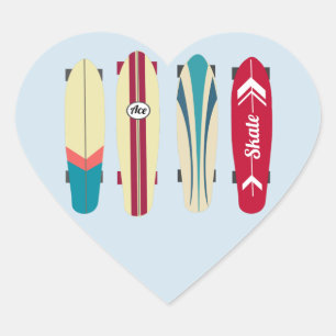 Vintage Skateboards Heart Sticker