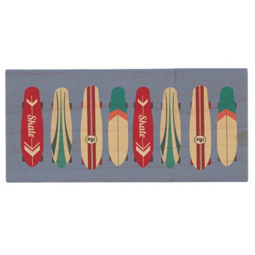 Vintage Skateboards Wood Flash Drive