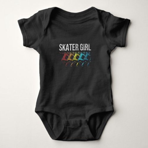 Vintage Skater Girl Retro Skateboarding Women Baby Bodysuit