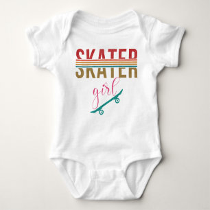 Vintage Skater Girl Skateboarder Skateboarding 80s Baby Bodysuit