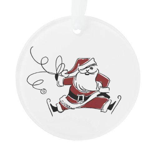 Vintage Skating Santa Christmas Ornament