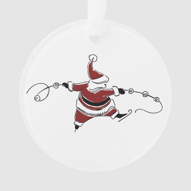 Vintage Skating Santa Christmas Ornament (Front)
